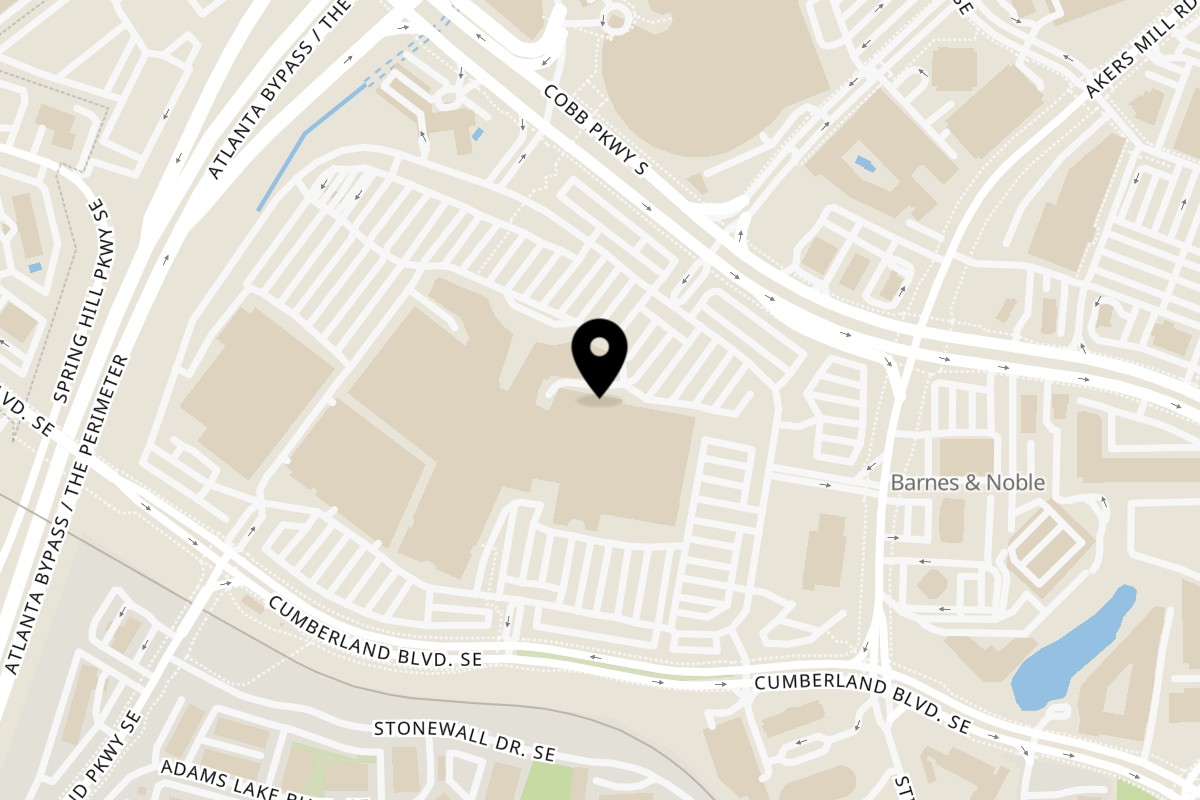 Map showing the location of SSAMJANG Korean BBQ on 2860 Cumberland Mall Ste 1109 in Atlanta